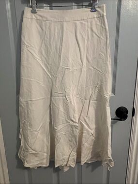 Ann Taylor Cream A-Line Midi Skirt